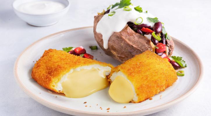 Gouda Schnitzel met een gevulde zoete aardappel