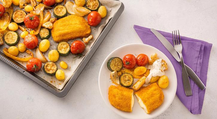 Gouda Schnitzel met traybake