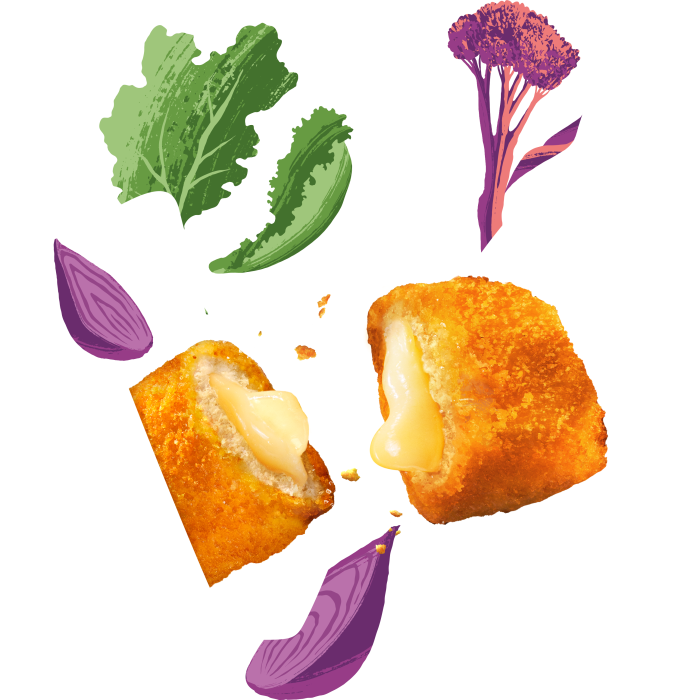 Valess V poster met Valess Vegetarische Gouda Schnitzel