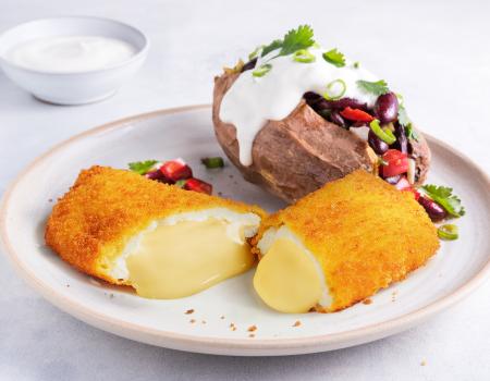 Gouda Schnitzel met een gevulde zoete aardappel