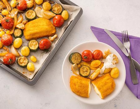 Gouda Schnitzel met traybake